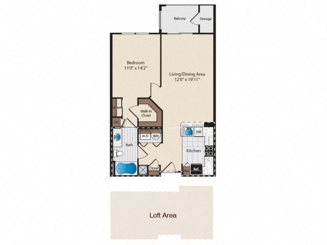 A1L Nasher with Loft One Bedroom One Bathroom
